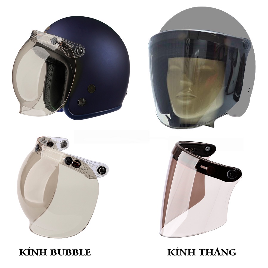 Kính gắn mũ bảo hiểm 3/4 chống chói nắng, Kính gắn nón 3/4 dùng được cả ngày và đêm