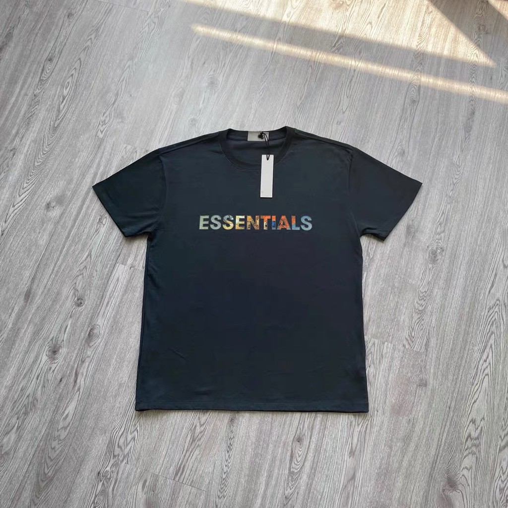 Áo thun tay lỡ ESSENTAIL logo đa sắc UNISEX BASIC , áo phông cotton nam nữ unisex. MIKE UNISEX STORE