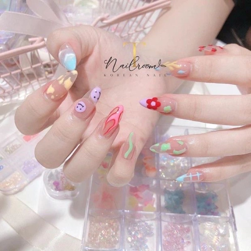 nail box móng úp thiết kế hoạt hình màu sắc cute giao hỏa tốc now ship