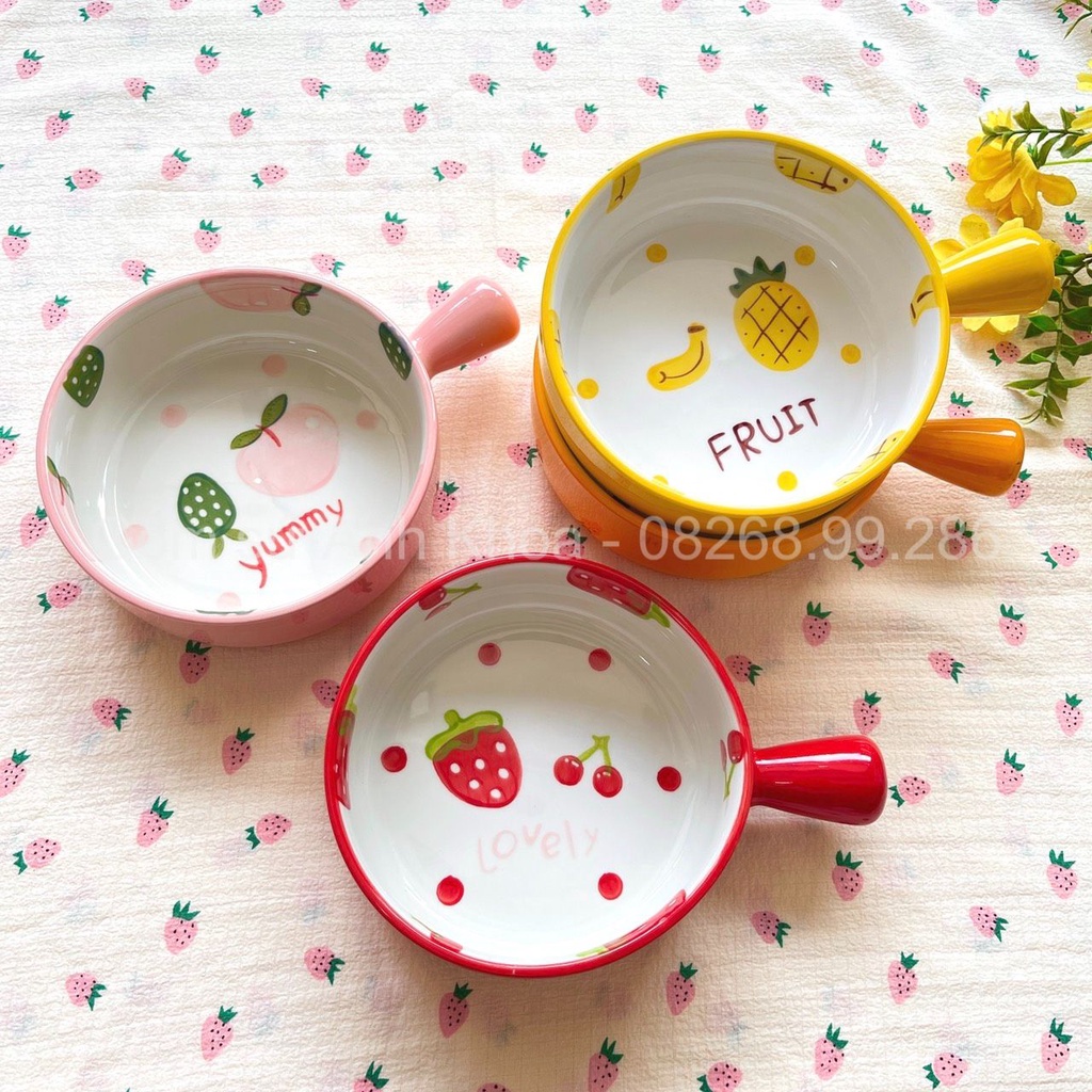 Chén Dĩa Sứ Bát Ăn Cơm Đĩa Sứ Decor trang trí đồ ăn, đựng salat xinh yêu chảo béo hoa quả cực đẹp