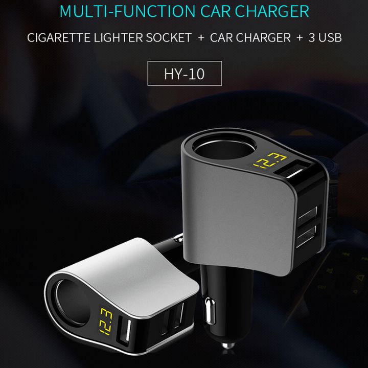 Bộ chia tẩu sạc ô tô Hyundai HY-10, tích hợp 1 cổng tẩu, 3 cổng USB, 3.1A, 80W, Hyundai car charger