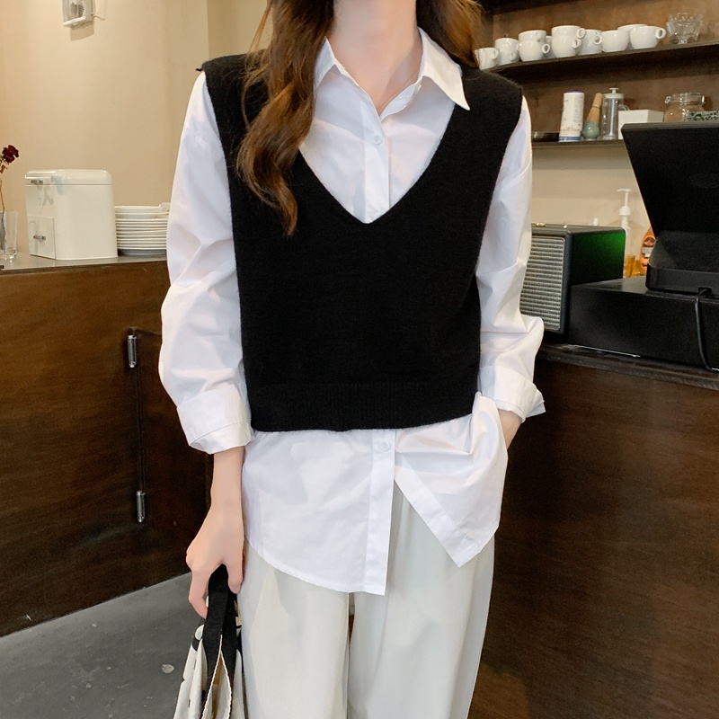 Áo Crop Top Dệt Kim Cổ Chữ V Màu Sắc Đơn Giản Phong Cách Hàn Quốc | BigBuy360 - bigbuy360.vn