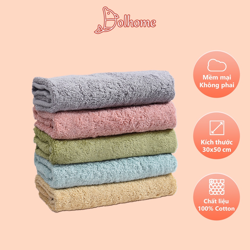 Khăn mặt cotton Dolhome mềm mại thấm hút nước không phai màu, không đổ lông, không gây dị ứng - 21600