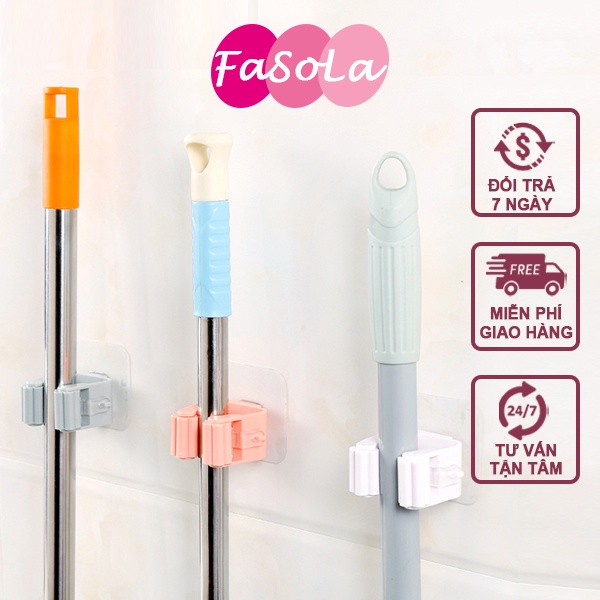 Móc dán tường treo chổi lau nhà chịu lực chắc chắn FASOLA