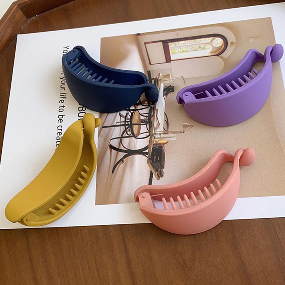 Kẹp Tóc Hình Quả Chuối Màu Trơn Thanh Lịch Cho Nữ WMES15H