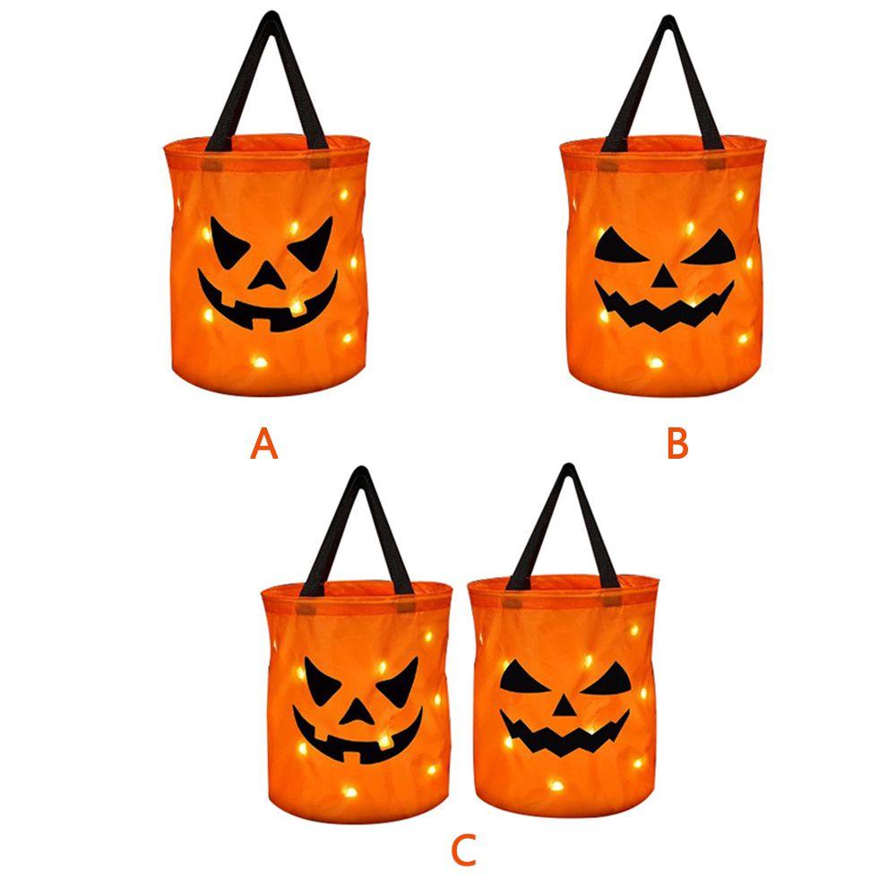 LAKAMIER Túi Đựng Kẹo Halloween Có Đèn LED Độc Đáo