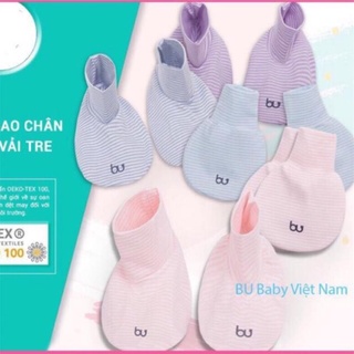 Set bao tay bao chân bu kẻ tím the25