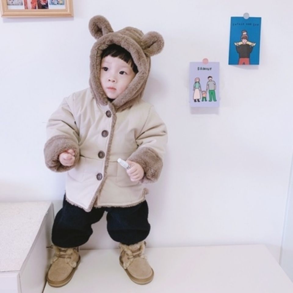 Áo khoác lót lông đuôi tôm tai thỏ cho bé dày ấm Cho Bé
