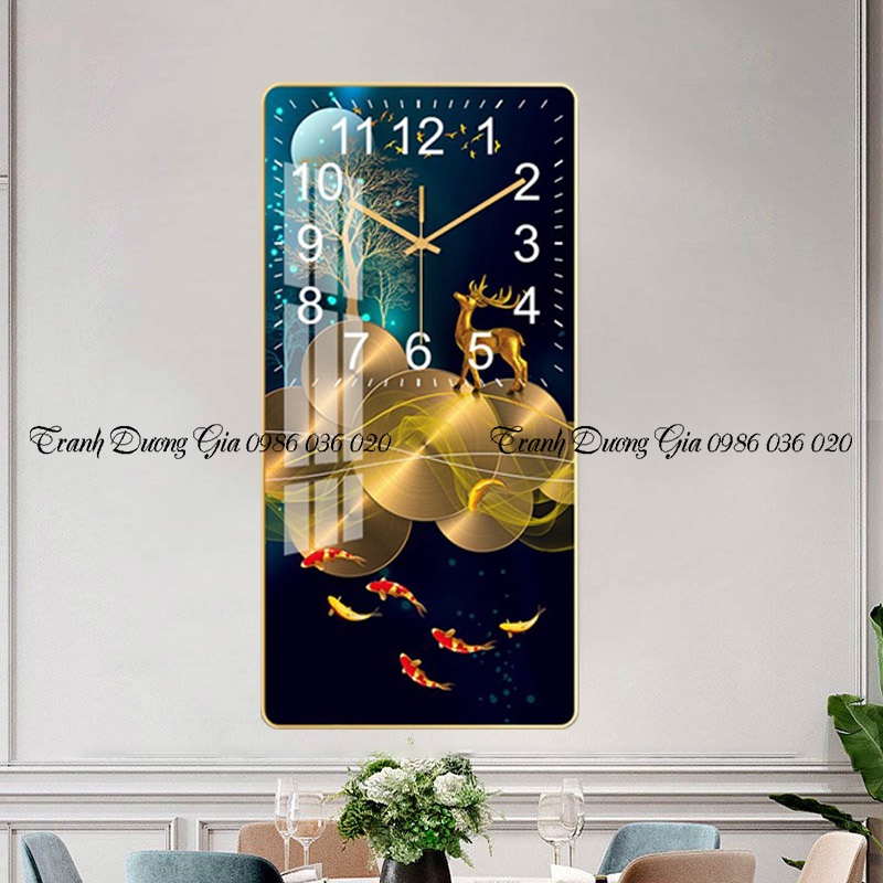 Tranh Đồng Hồ Treo Tường tráng gương ❤️Mẫu hot❤️ Đồng Hồ Pha Lê Trang Trí Decor Nhà Cửa Phòng Khách kim trôi KT 40x80cm