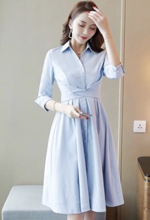 Đầm sơ mi cột chéo eo