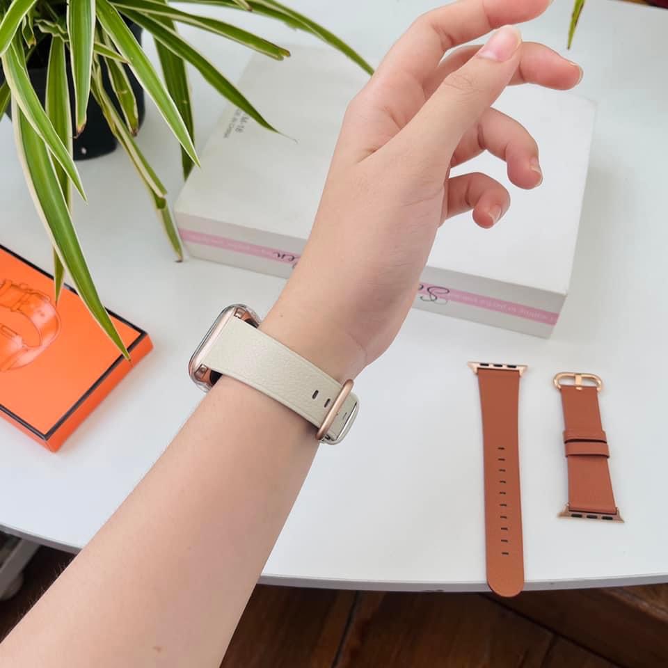 Dây da kiểu Hermes phối 2 màu Cam & Da mới cực đẹp