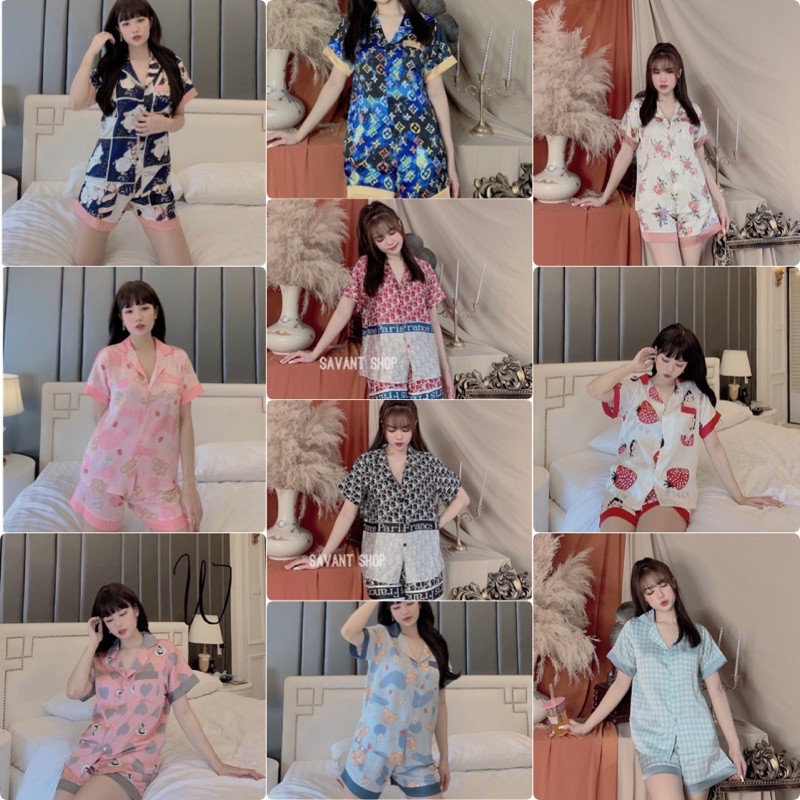 [ẢNH + VIDEO Thật ] Bộ Mặc Nhà Pijama Quần Đùi Lụa Satin Cao Cấp [ MẪU MỚI ]