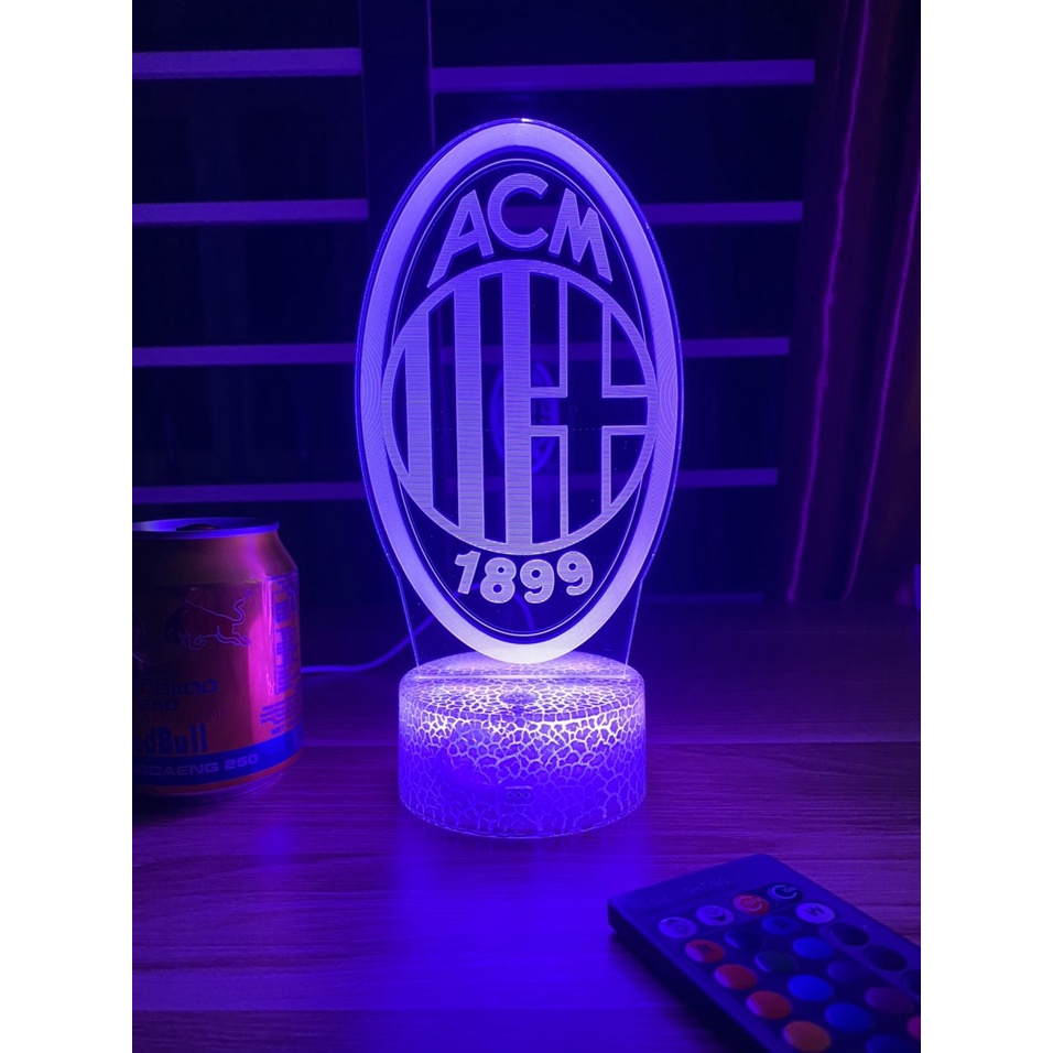 Đèn ngủ 3D CLB bóng đá Ac Milan đế pha lê kèm điều khiển từ xa - Đèn Led 16 màu