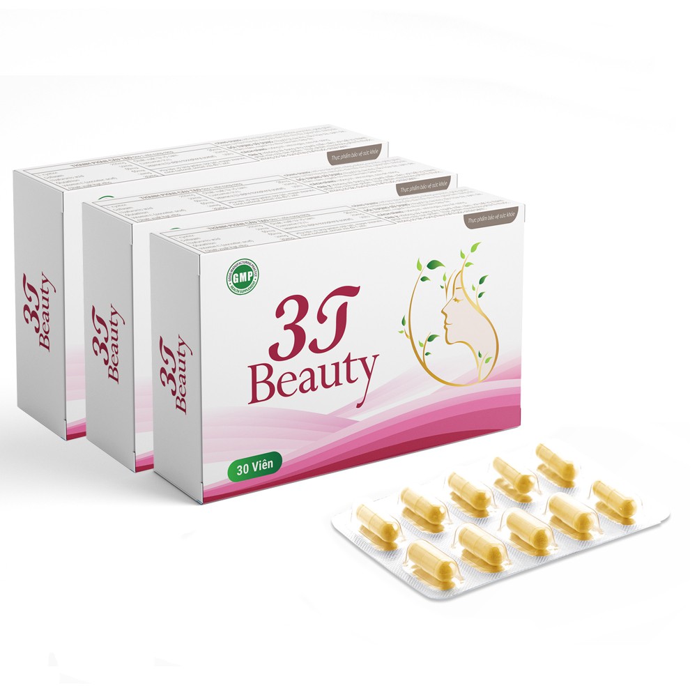 Combo 3 Viên Uống Sáng Da Tăng Độ Đàn Hồi 3T BEAUTY (Hộp 30 Viên) Trẻ Hóa Da, Chống Lão Hóa, Giảm Thâm Nám, Sạm Da