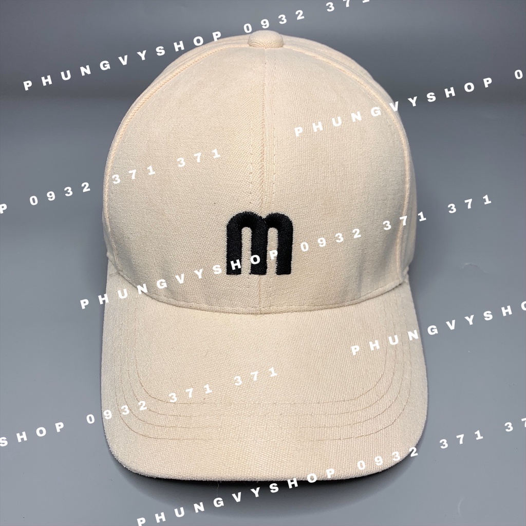 Mũ LƯỠI TRAI unisex cực hot nam nữ - THÊU Chữ M - nón kết basic
