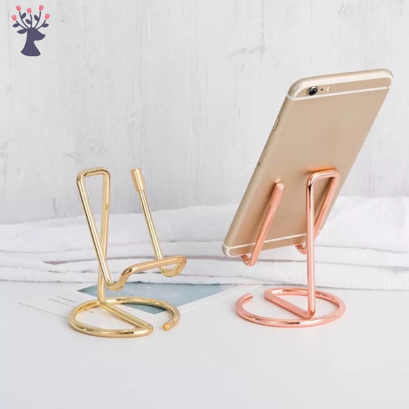 Giá đỡ điện thoại để bàn bằng kim loại màu vàng hồng xinh xắn