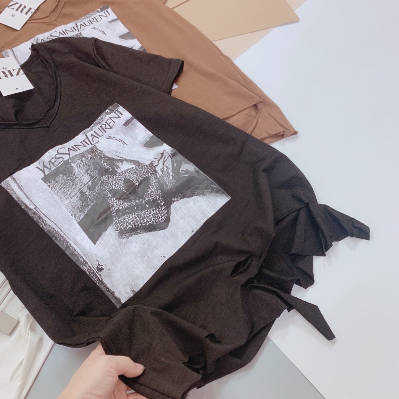 BÁN SỈ ÁO PHÔNG CÔ GÁI RÁCH GẤU 3 MÀU NỮ APN9