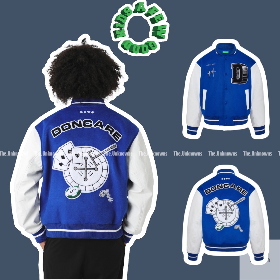 👑 [Mirror Quality]👑  - Áo Varsity Jacket DONCARE CASINO JACKET" -BLUE JACKET,Áo khoác bomber DONCARE