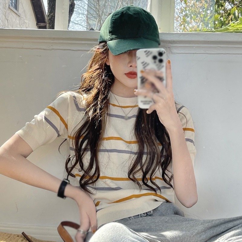 Áo Thun Ngắn Tay Thời Trang Mùa Hè Hàn Quốc Cho Nữ