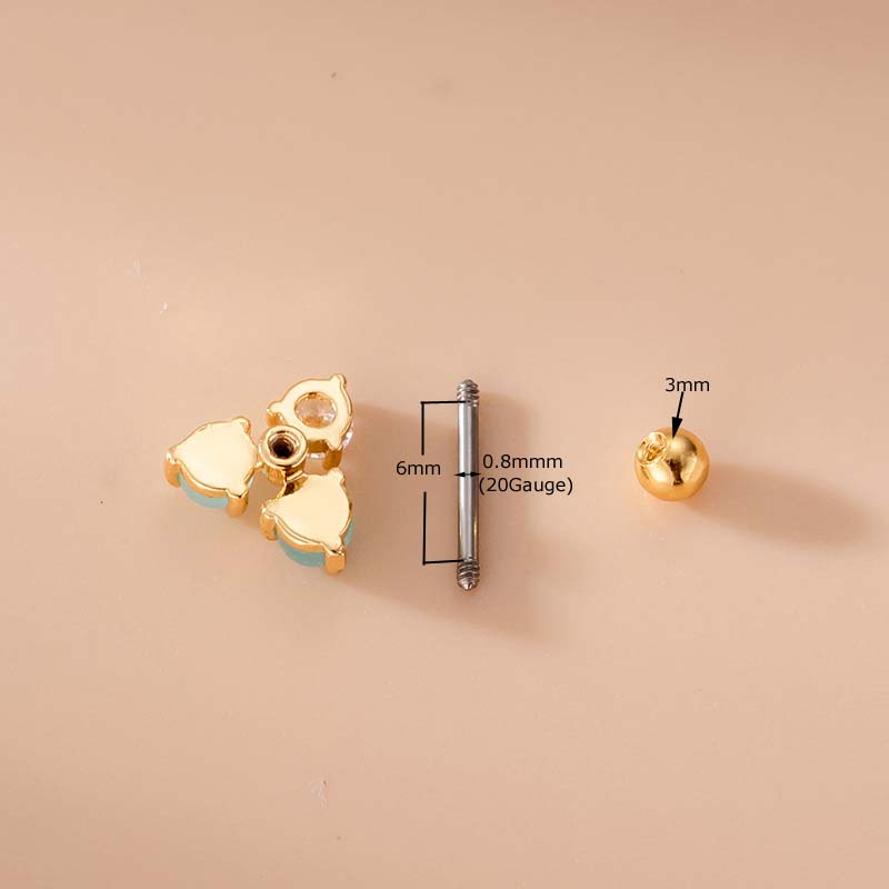 1 Khuyên Tai Pinna Helix Daith Tragus Bằng Thép Không Gỉ Đính Đá Opal