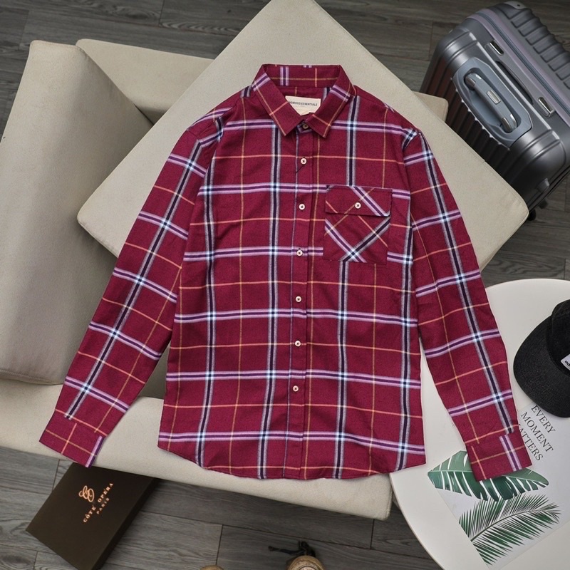 Sơ mi dài tay Flannel shirt ZR kẻ caro chất cotton dày mịn