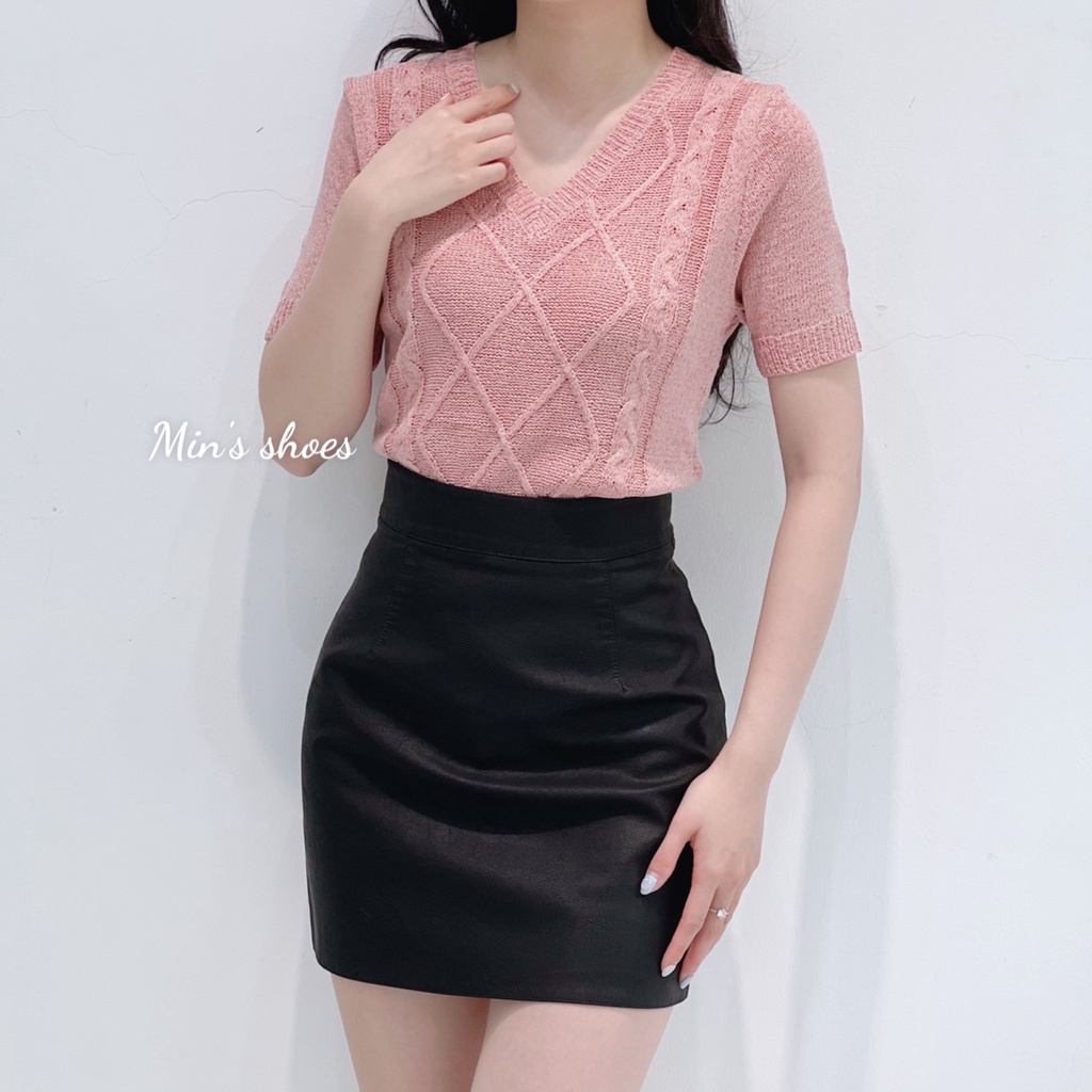 Min's Shoes - Áo Len Hàn Cổ Tim Thiết Kế Cao Cấp Áo 947