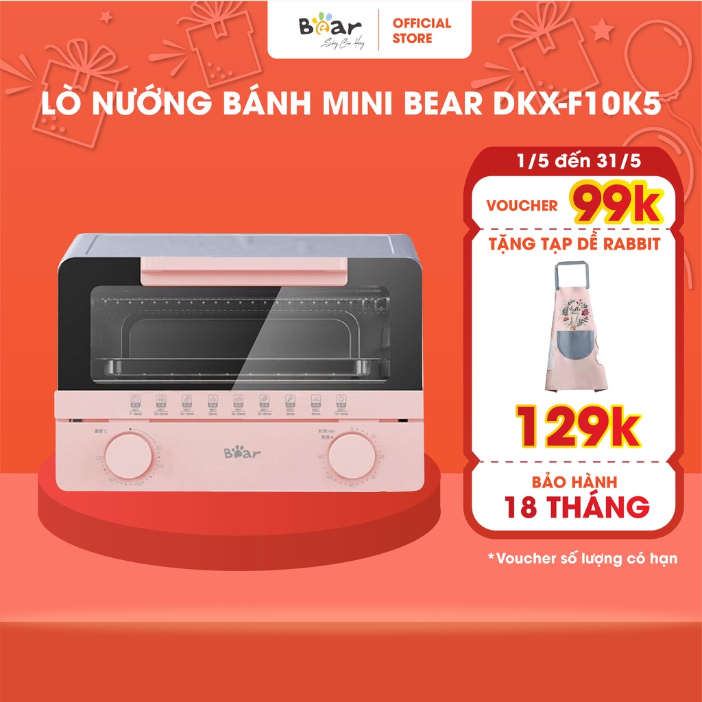 Lò Nướng Bánh Mini Bear Dung Tích 10L Thiết Kế Nhỏ Gọn Đa Năng DKX-F10K5