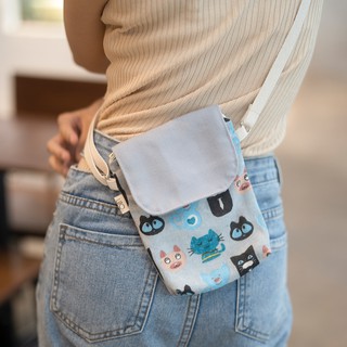Túi đeo chéo nữ họa tiết thú cưng dễ thương có khóa kéo, vải canvas dày dặn-TDCMNX