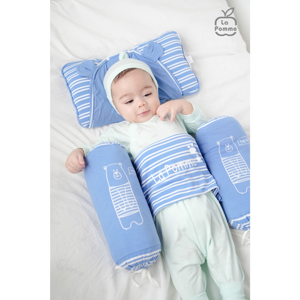 Gối chặn chống giật mình La Pomme Baby Bear - Kẻ xanh/Kẻ tím than/Kẻ đỏ