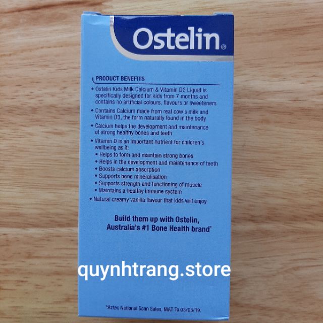 Ostelin canxi sữa và vitamin D3 Úc dạng lỏng/ dung dịch cho bé Ostelin Kids Milk Calcium &amp; Vitamin D3 Liquid 90ml