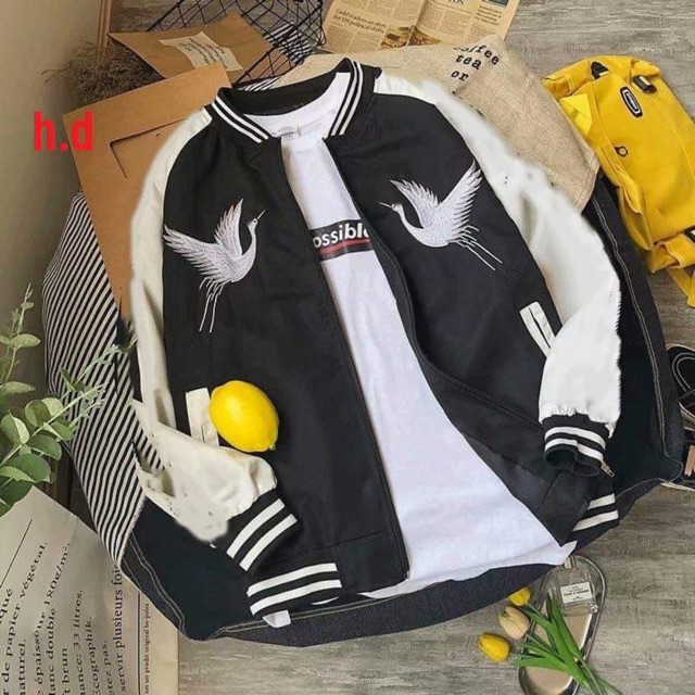 [Mã WASTUP5 giảm 10% tối đa 20K đơn 99K] Áo gió bomber hạc trắng HDN886 | BigBuy360 - bigbuy360.vn