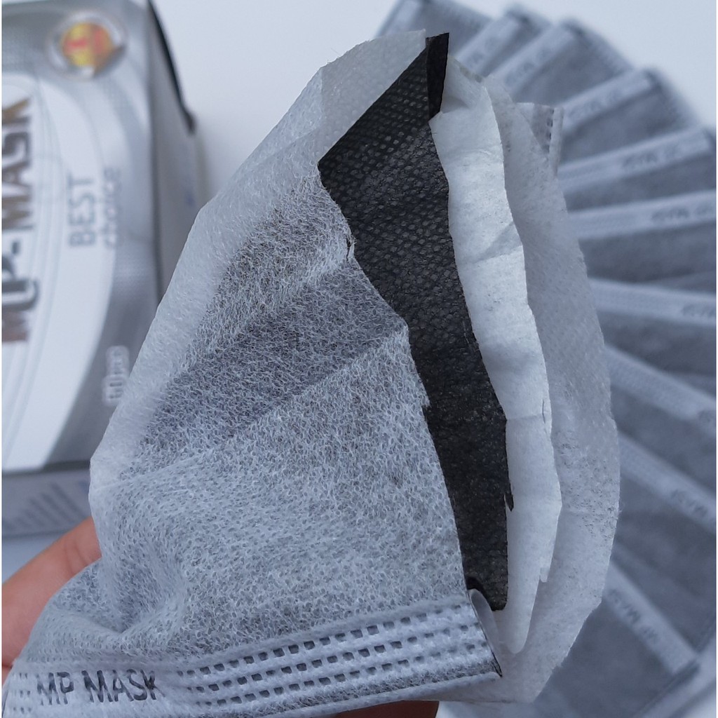 50 cái khẩu trang y tế 4 lớp than hoạt tính kháng khuẩn  Cao Cấp  (Màu xám đen - 50 cái/1 hộp )