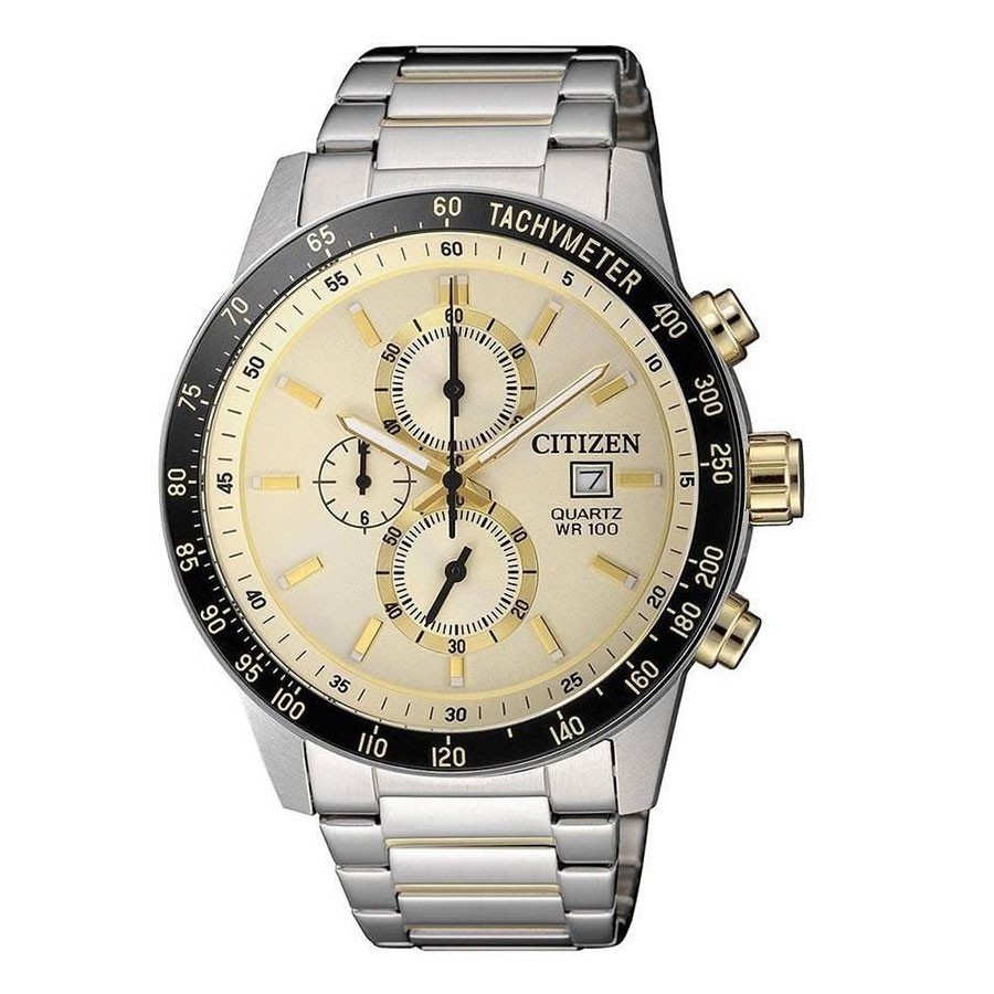 Đồng Hồ Nam Citizen Dây Thép Không Gỉ AN3604-58A - Mặt Vàng