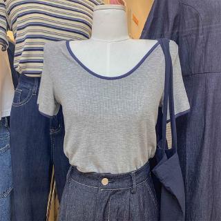 Áo Thun Tay Ngắn Cổ Chữ U Màu Trơn Thời Trang Mùa Hè