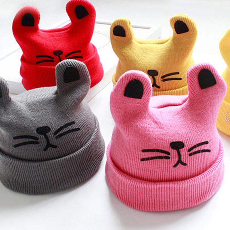 Mũ Cotton Mềm Đính Tai Hoạt Hình Giữ Ấm Mùa Thu Đông Cho Bé