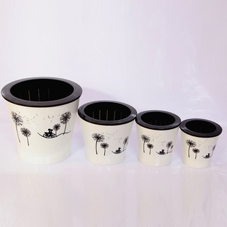 Chậu nhựa trồng cây tự thấm hút - mẫu hoa văn