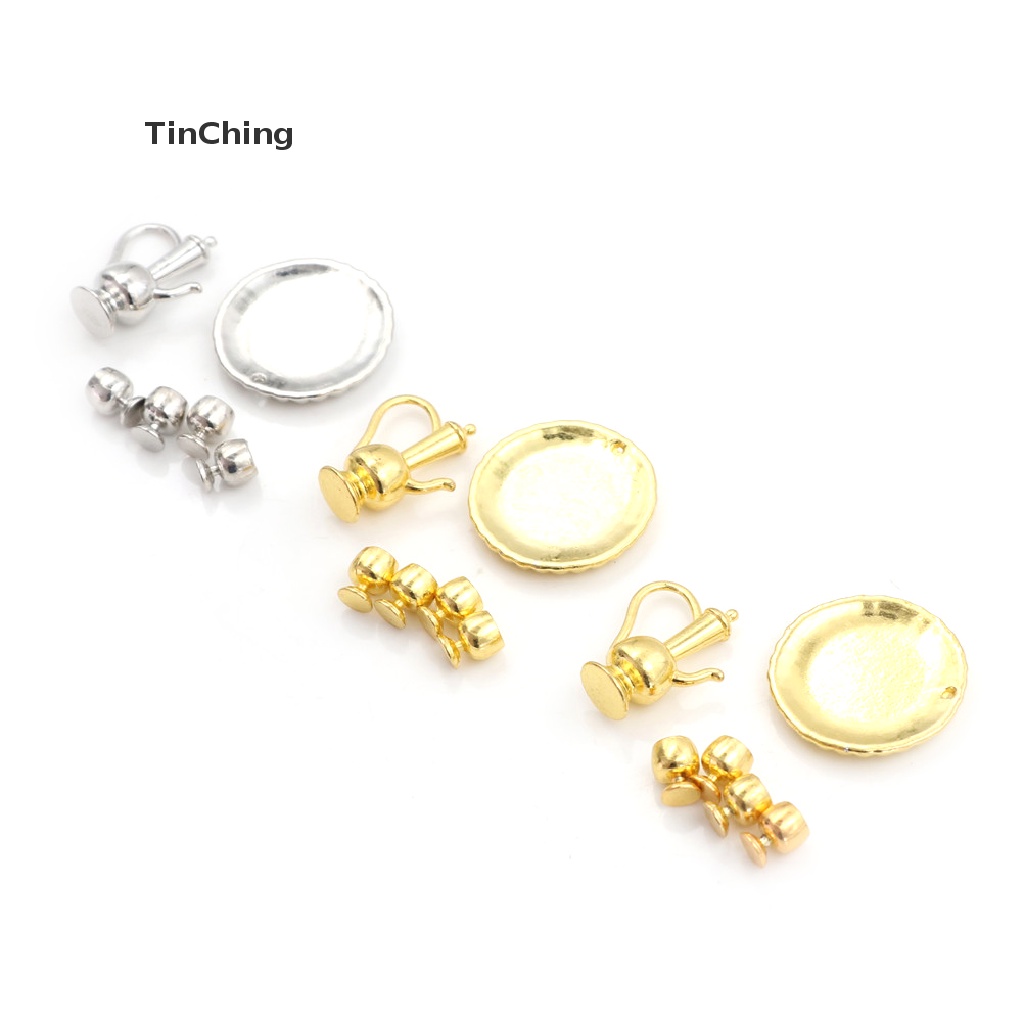 Bộ Ấm Trà Kim Loại Trang Trí Nhà Búp Bê Tỉ Lệ 1: 12