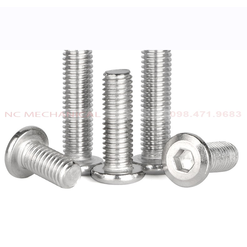 Set ốc vít  M8, M10,M12  inox 304 lỗ lục giác đầu trụ, đầu bằng, đầu dẹt, vít trí