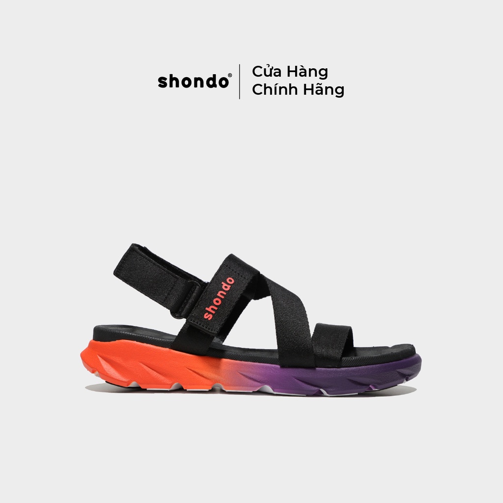 Giày Sandals Nam Nữ Unisex Shondo F6 Sport Ombre Đế Cam Tím F6S8910