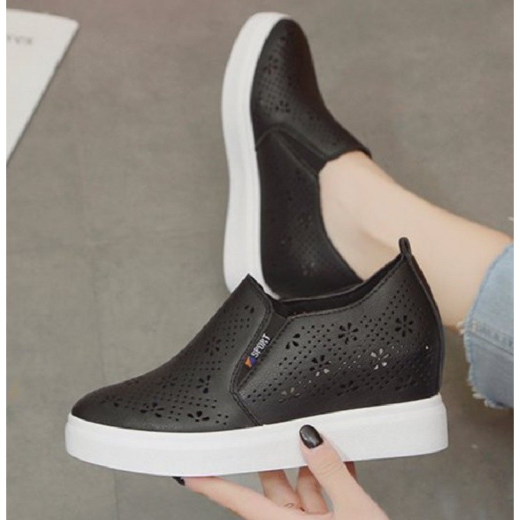 Giày slip on đế độn cắt lazer độc quyền FULLBOX, đi chơi, dạo phố, năng động, thoải mái