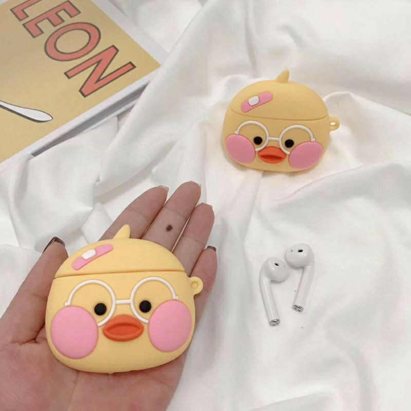 Case vỏ bọc tai nghe Airpods 1, 2, 3 Pro, i11, i12,...vịt vàng má hồng siêu kute đáng yêu