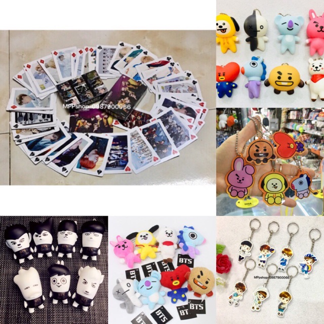 Combo BTS : 2 móc khoá 2 loại, 1 móc khoá gấu , 1 bộ tú lơ khơ 54 ảnh khác nhau