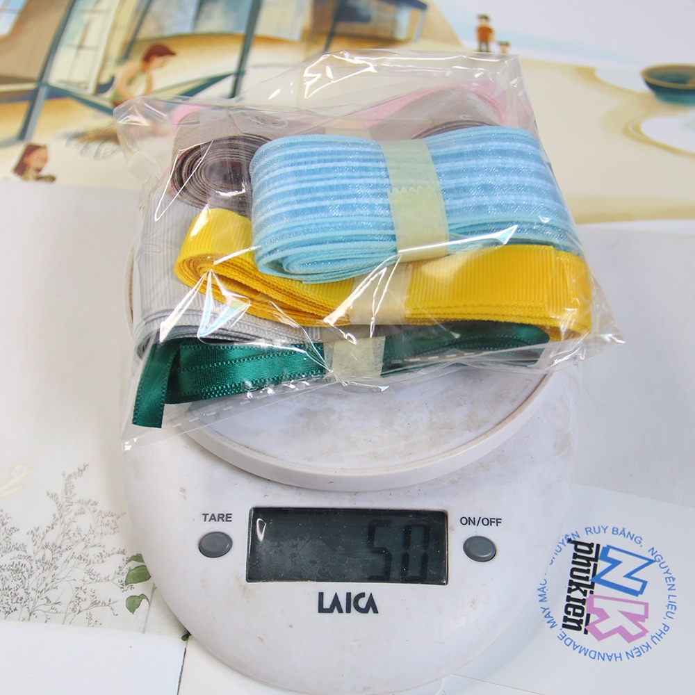 Set ruy băng ngẫu nhiên lẻ mét nhiều loại bán theo gram kích thước ngẫu nhiên từ 6mm-6cm ngẫu nhiên độ dài