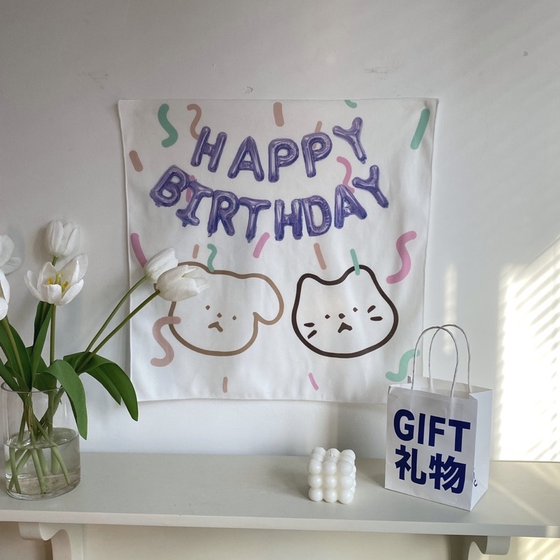 Phông Nền Happy Birthday Chất Liệu Vải Trang Trí Sinh Nhật Đáng Yêu - Yori Party