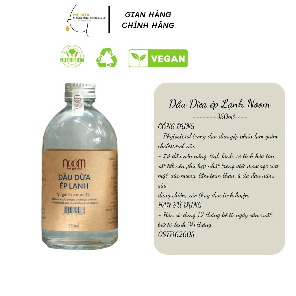350ml - 100ml Dầu Dừa ép lạnh dùng massage, nấu ăn, dưỡng da chai Thuỷ Tinh Noom mesua