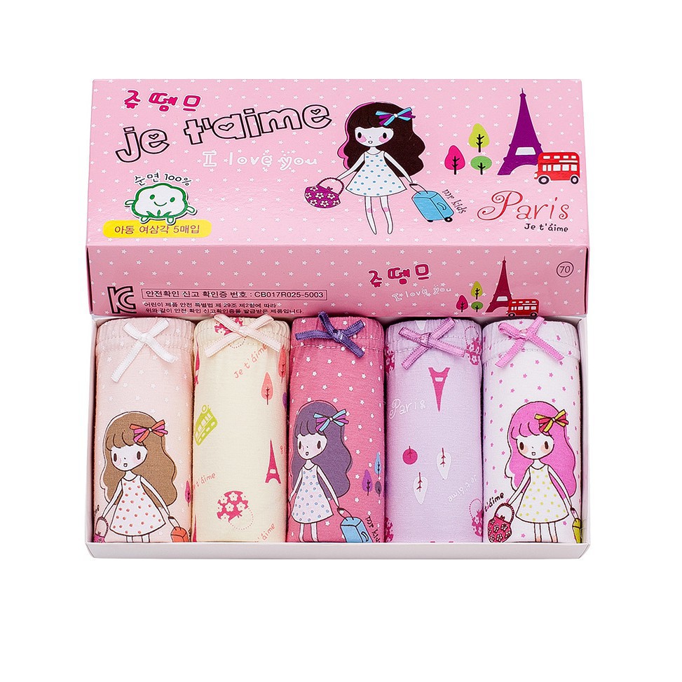 Set 4 quần lót bé gái - quần chip bé gái Paris Je t'aime GT06