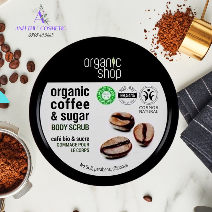 [Hàng chính hãng]Tẩy da chết toàn thân cà phê Organic Shop/ Organic Shop coffee sugar body scrub 250ml