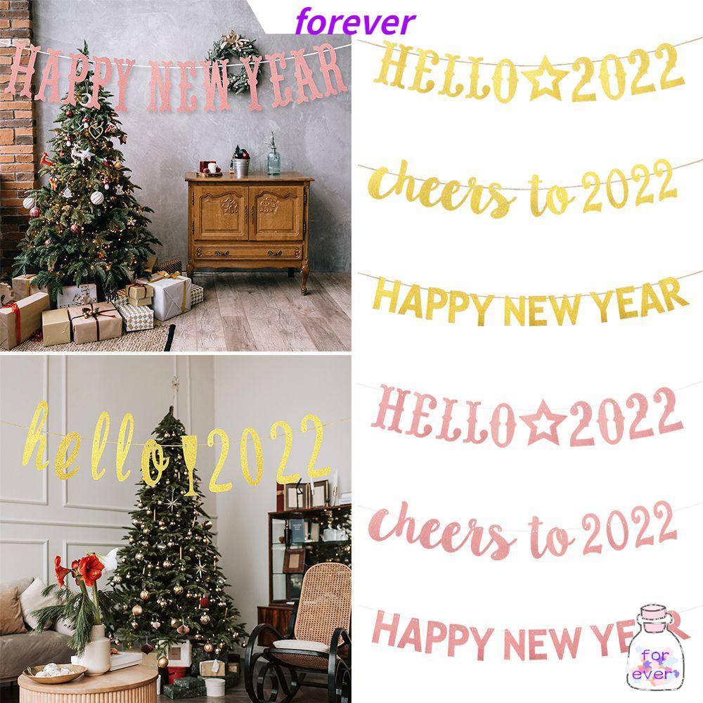 FOREVER New Year 2022 Glitter Christmas Decoration Bunting Christmas Decorations HELLO 2022 Cheer To 2022 Christmas Offers Happy New Year