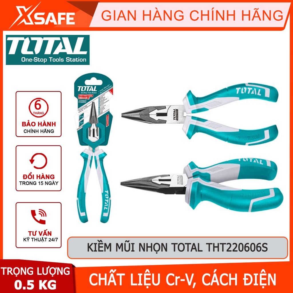 Kìm mũi nhọn cao cấp  TOTAL THT220606S | kềm mũi nhọn mỏ dài Kích thước 6 inch;/160mm,8inch, Chất liệu bằng thép CR-V