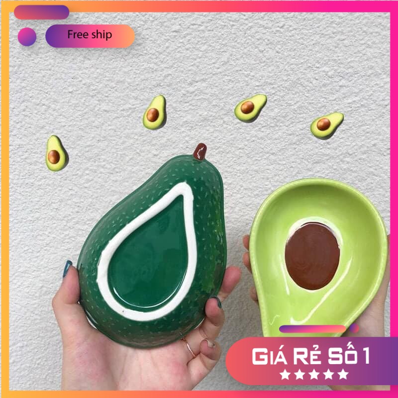 Bát Đĩa 🥑 QỦA BƠ🥑 Bát đĩa ăn cơm decor trang trí bếp đáng yêu cute S105